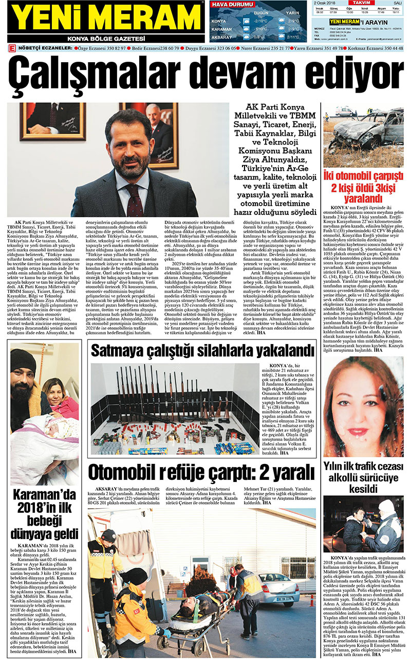 2 Ocak 2018 Yeni Meram Gazetesi