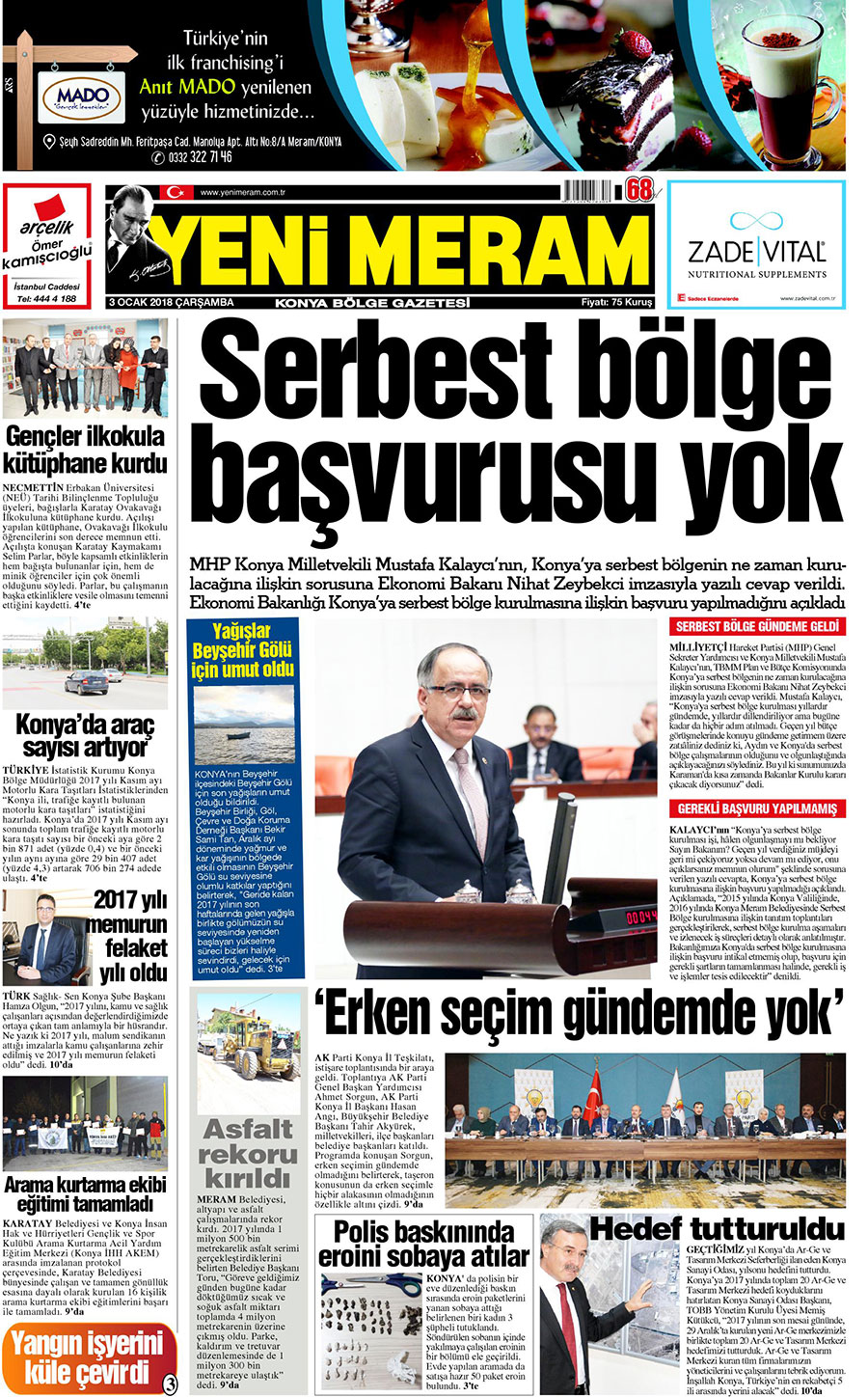 3 Ocak 2018 Yeni Meram Gazetesi