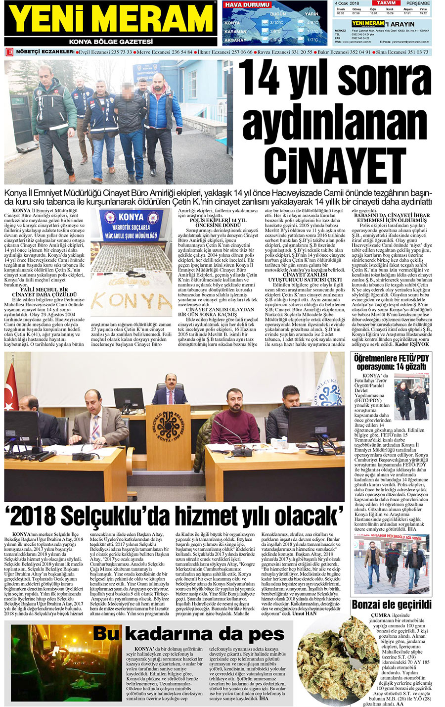 4 Ocak 2018 Yeni Meram Gazetesi