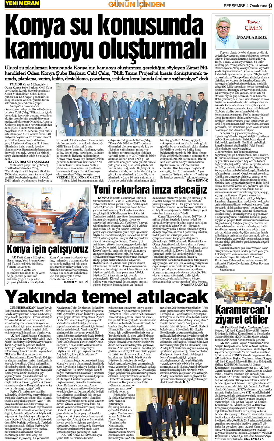 4 Ocak 2018 Yeni Meram Gazetesi