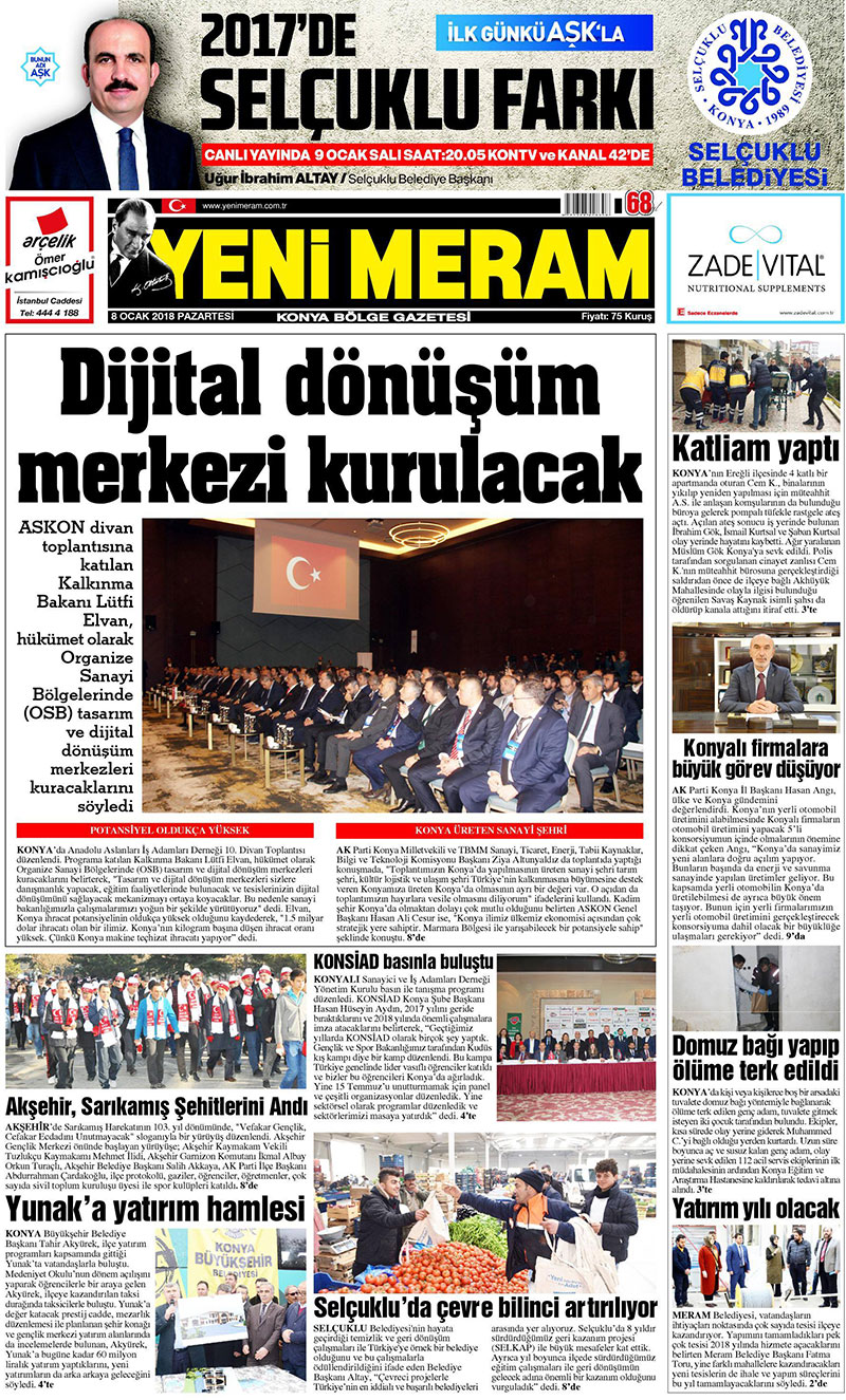 8 Ocak 2018 Yeni Meram Gazetesi