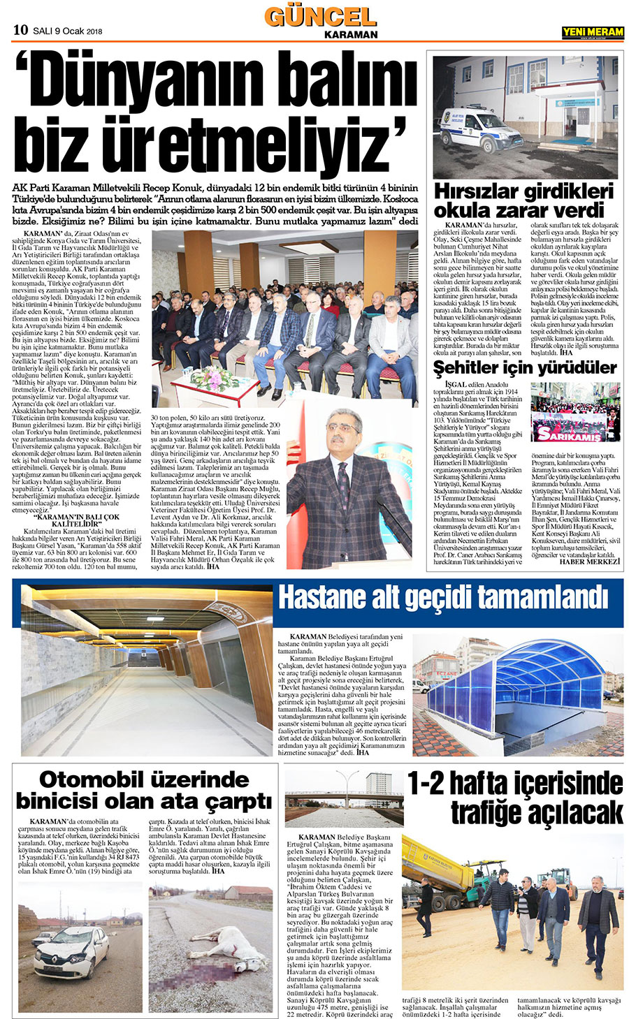 9 Ocak 2018 Yeni Meram Gazetesi