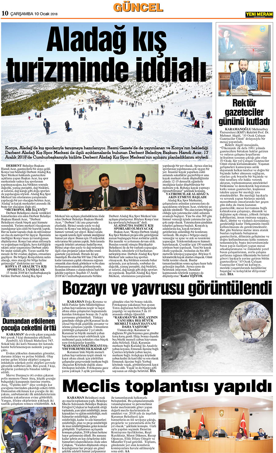 10 Ocak 2018 Yeni Meram Gazetesi