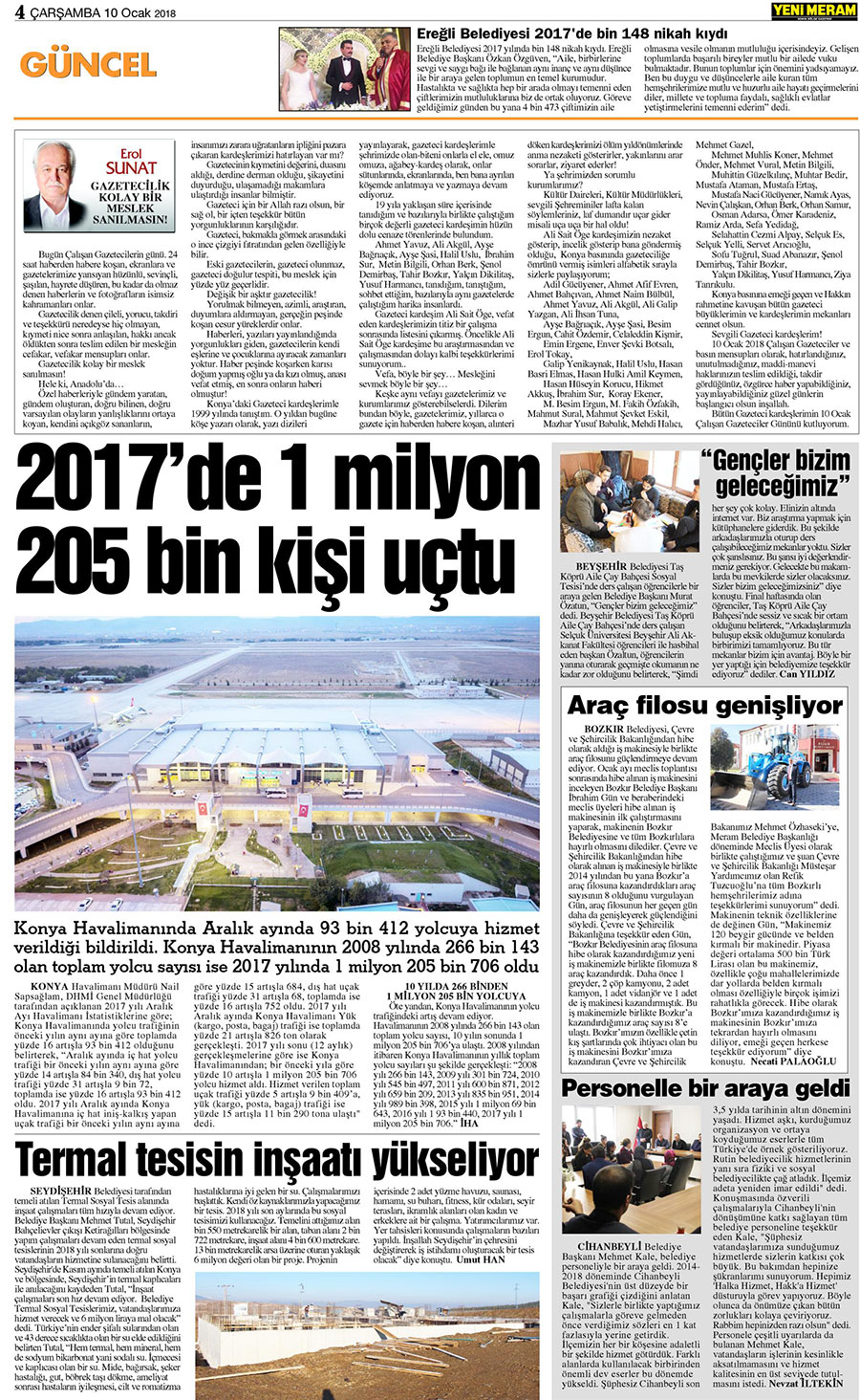 10 Ocak 2018 Yeni Meram Gazetesi