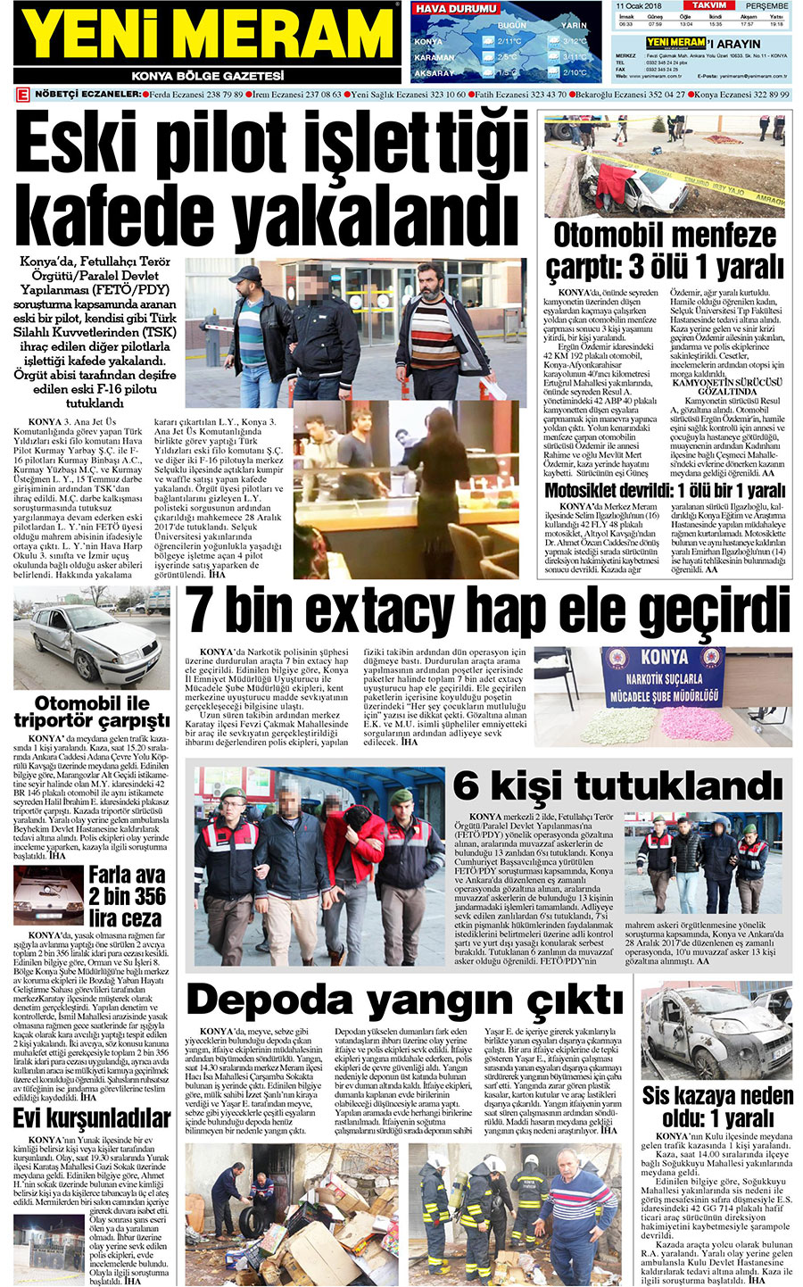 11 Ocak 2018 Yeni Meram Gazetesi