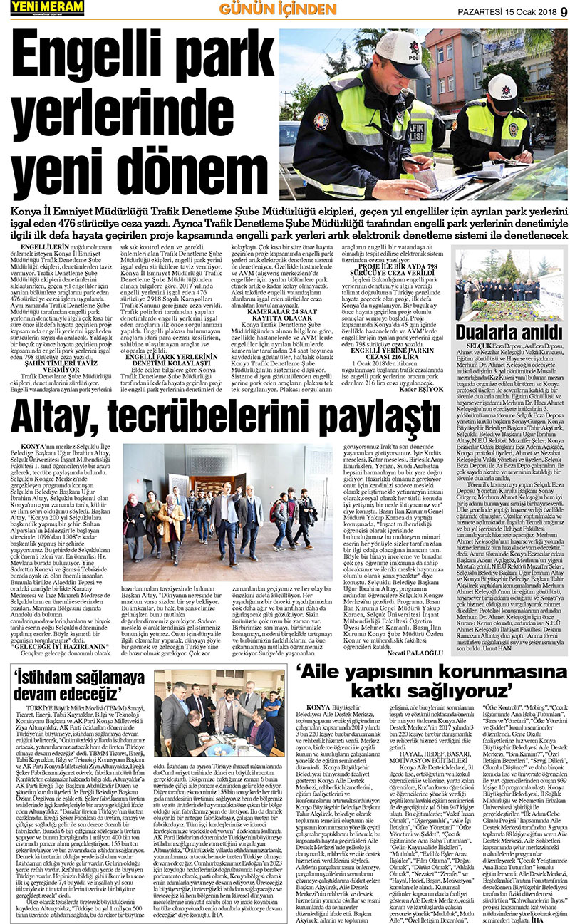 15 Ocak 2018 Yeni Meram Gazetesi