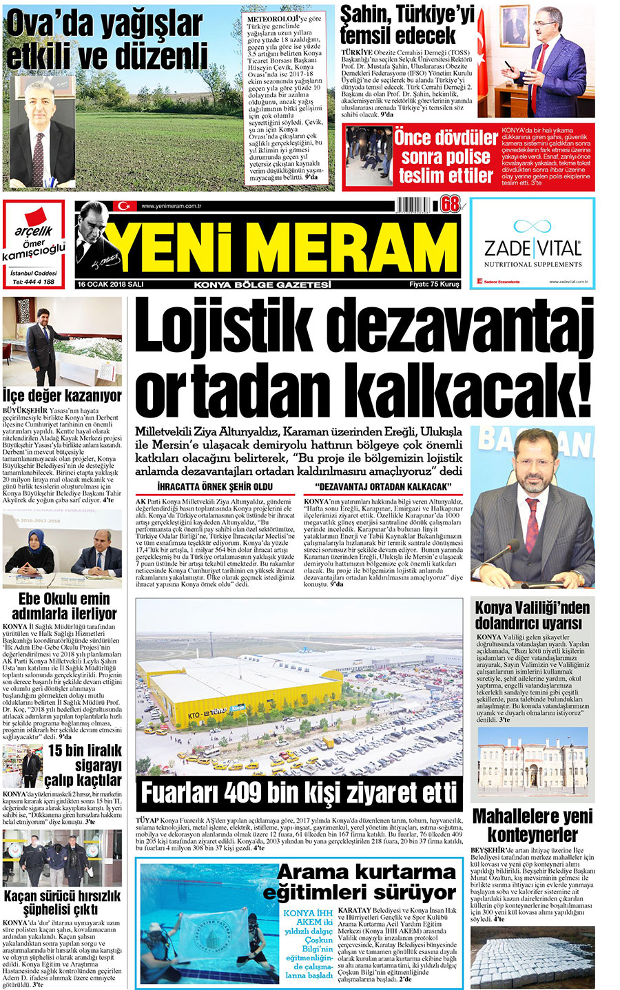 16 Ocak 2018 Yeni Meram Gazetesi