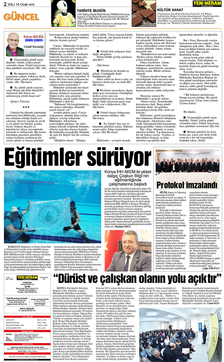 16 Ocak 2018 Yeni Meram Gazetesi