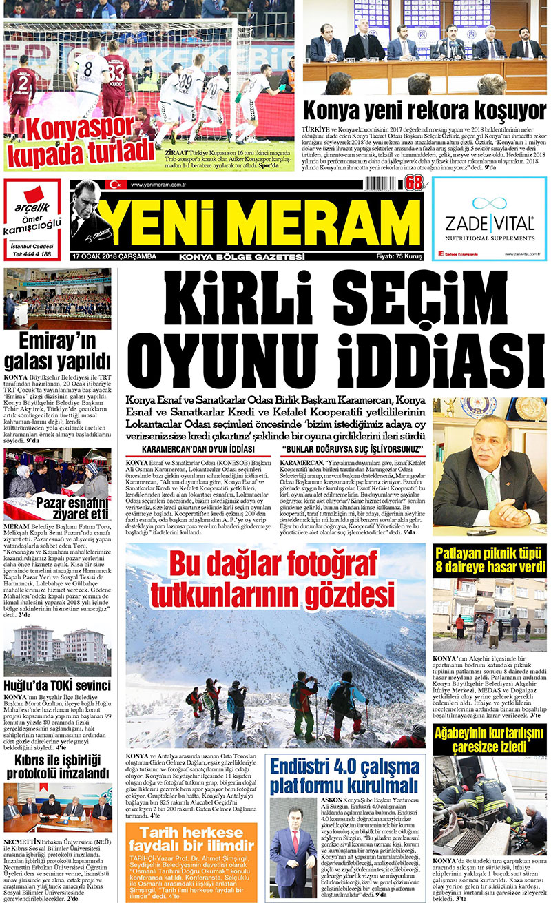 17 Ocak 2018 Yeni Meram Gazetesi