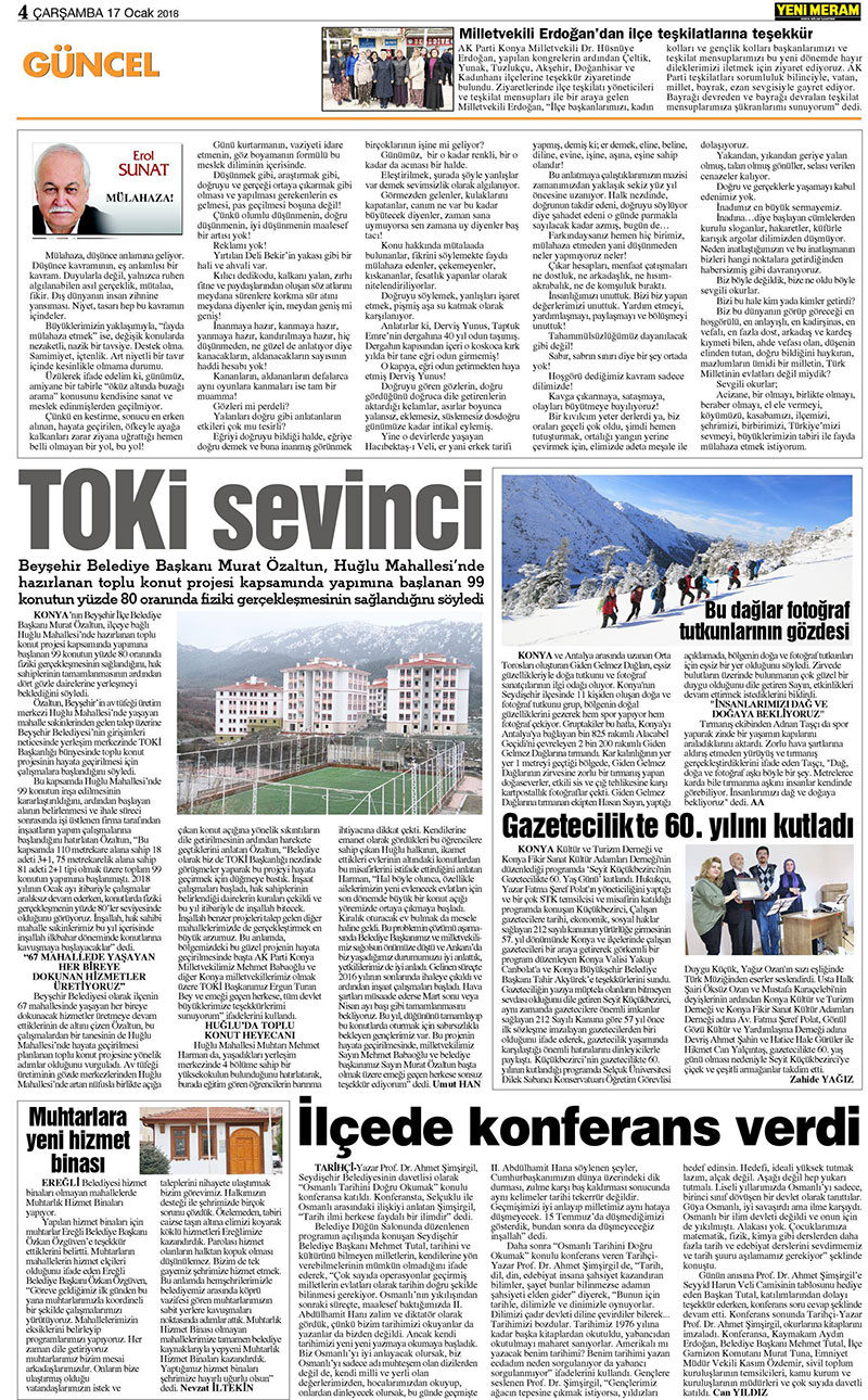 17 Ocak 2018 Yeni Meram Gazetesi