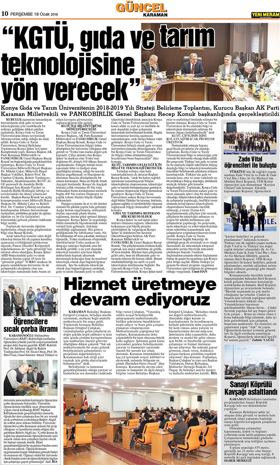 18 Ocak 2018 Yeni Meram Gazetesi