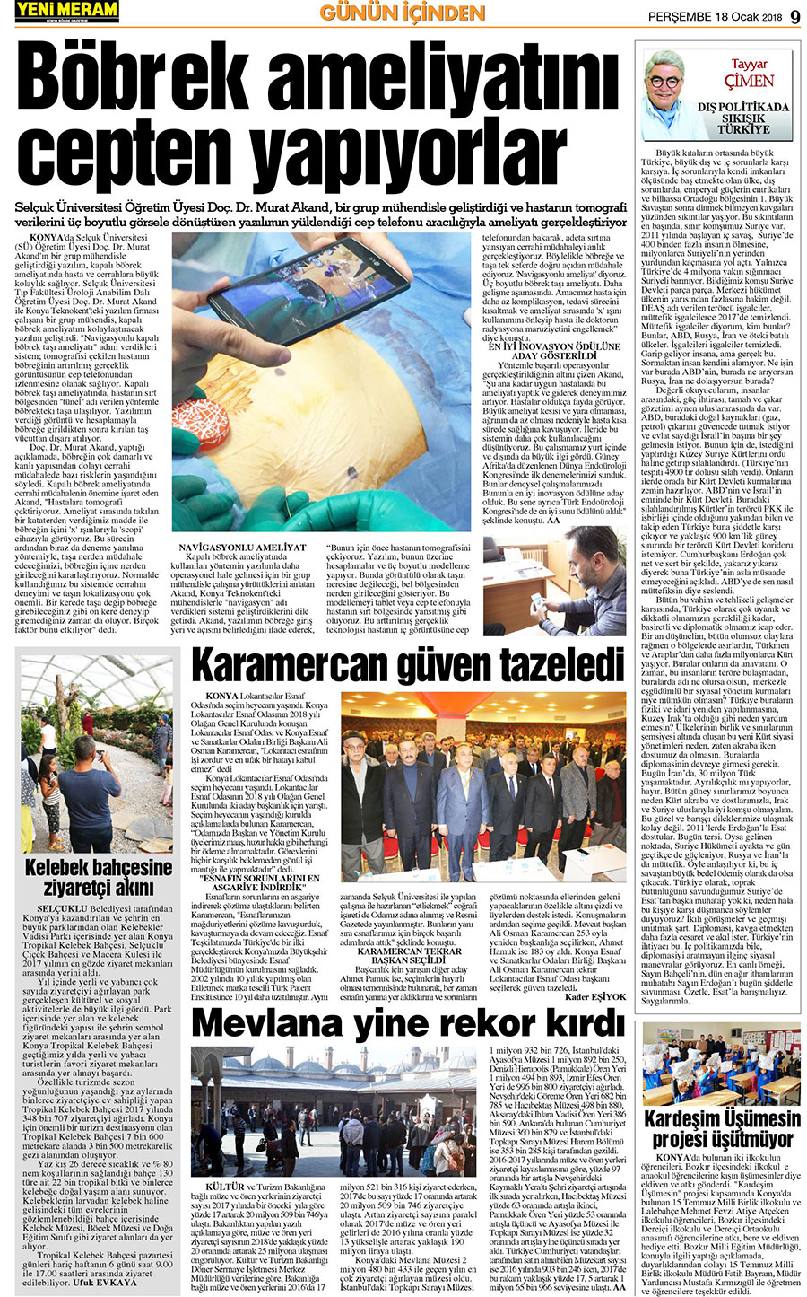 18 Ocak 2018 Yeni Meram Gazetesi