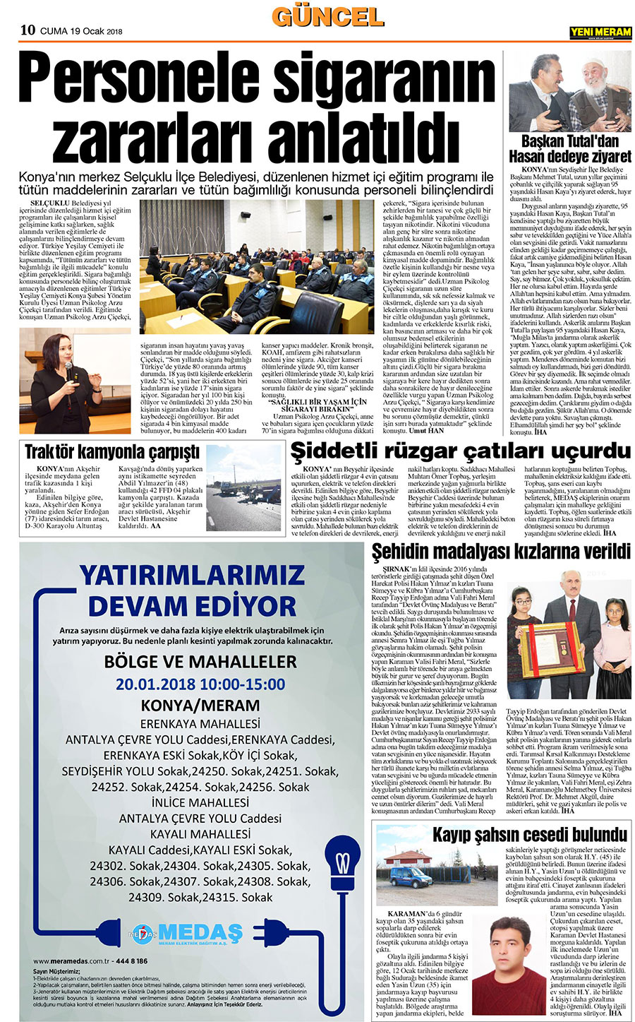 19 Ocak 2018 Yeni Meram Gazetesi