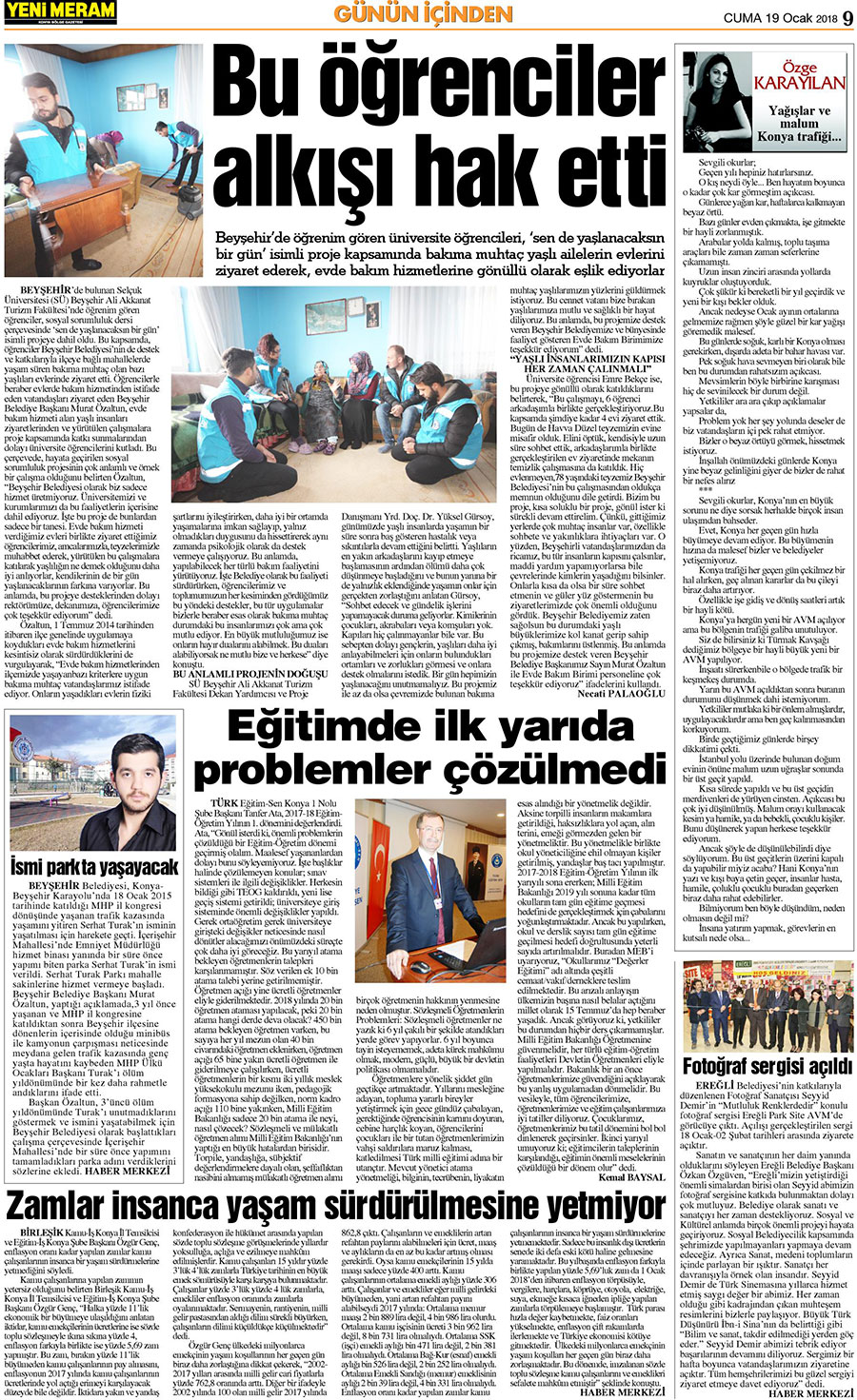 19 Ocak 2018 Yeni Meram Gazetesi