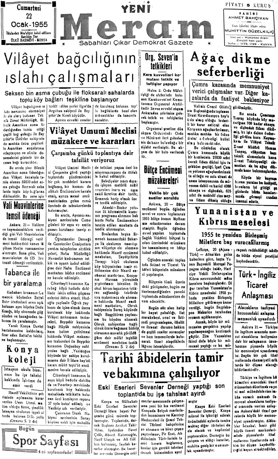 22 Ocak 2018 Yeni Meram Gazetesi