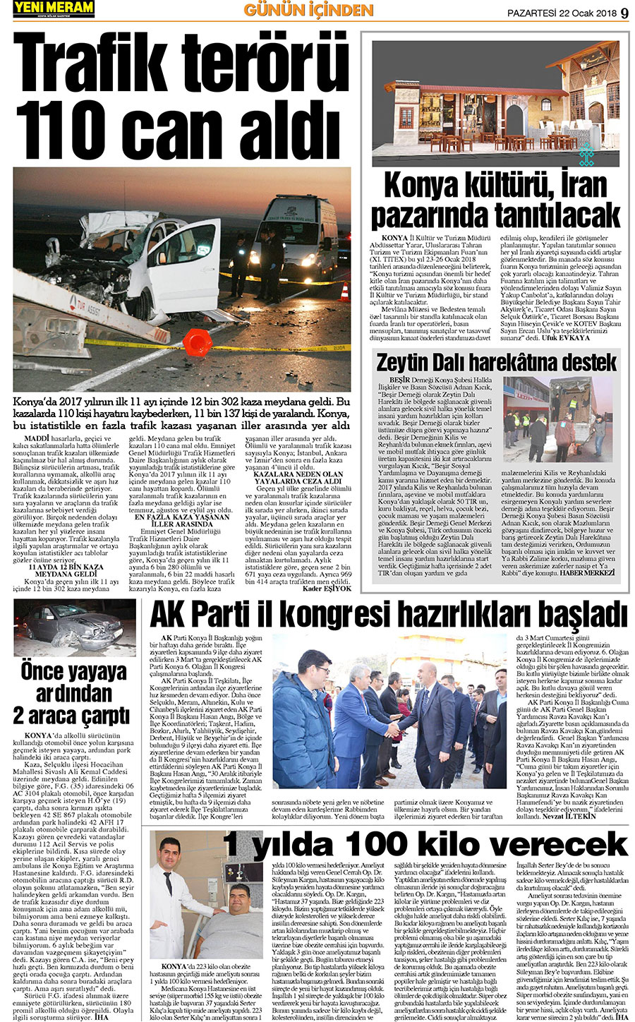 22 Ocak 2018 Yeni Meram Gazetesi