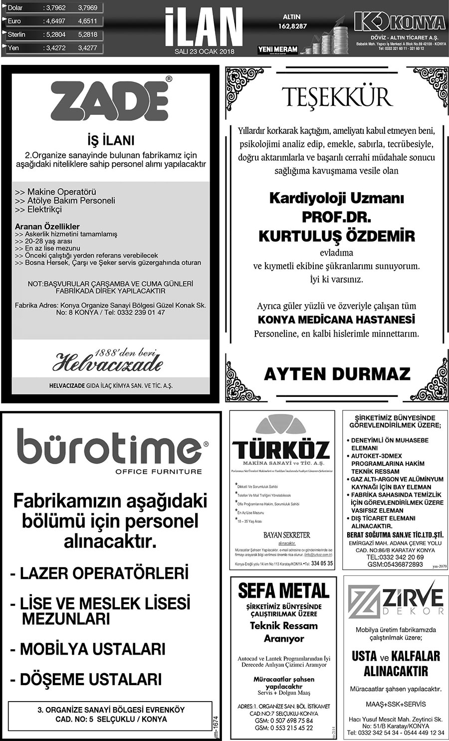 23 Ocak 2018 Yeni Meram Gazetesi