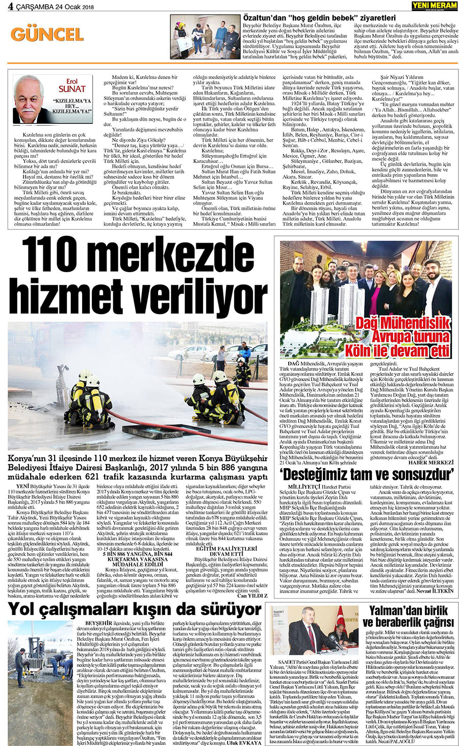 24 Ocak 2018 Yeni Meram Gazetesi