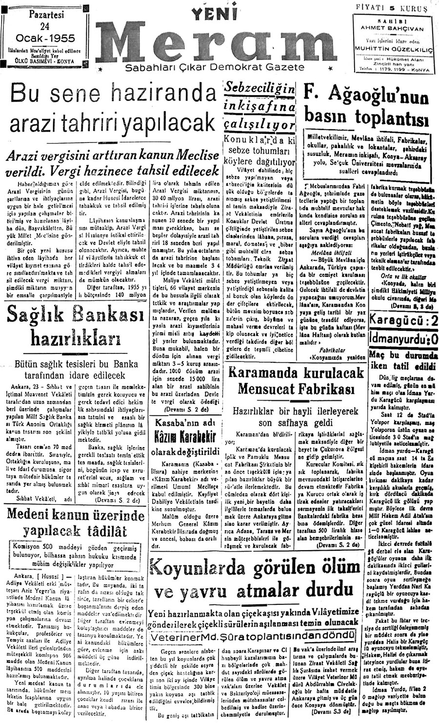 24 Ocak 2018 Yeni Meram Gazetesi