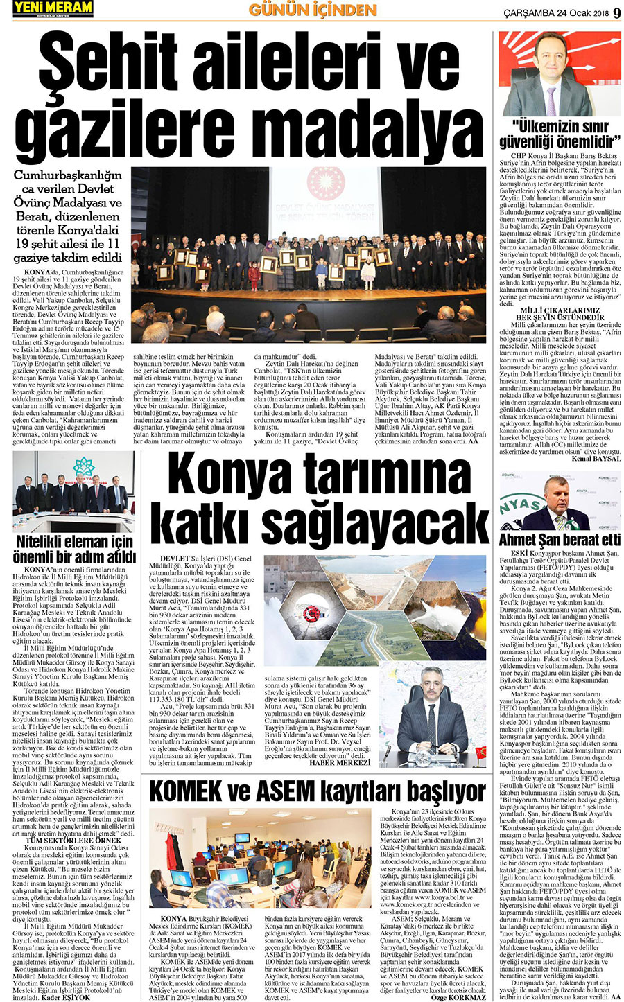 24 Ocak 2018 Yeni Meram Gazetesi