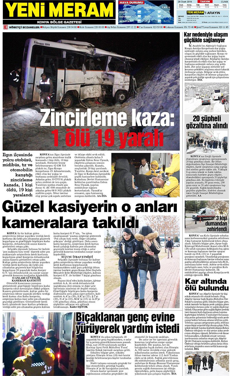 26 Ocak 2018 Yeni Meram Gazetesi