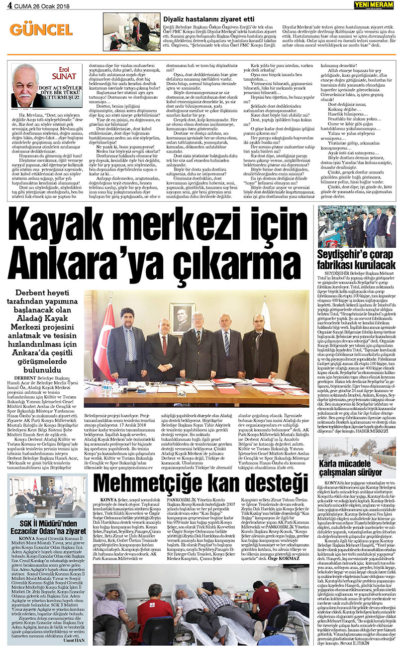 26 Ocak 2018 Yeni Meram Gazetesi