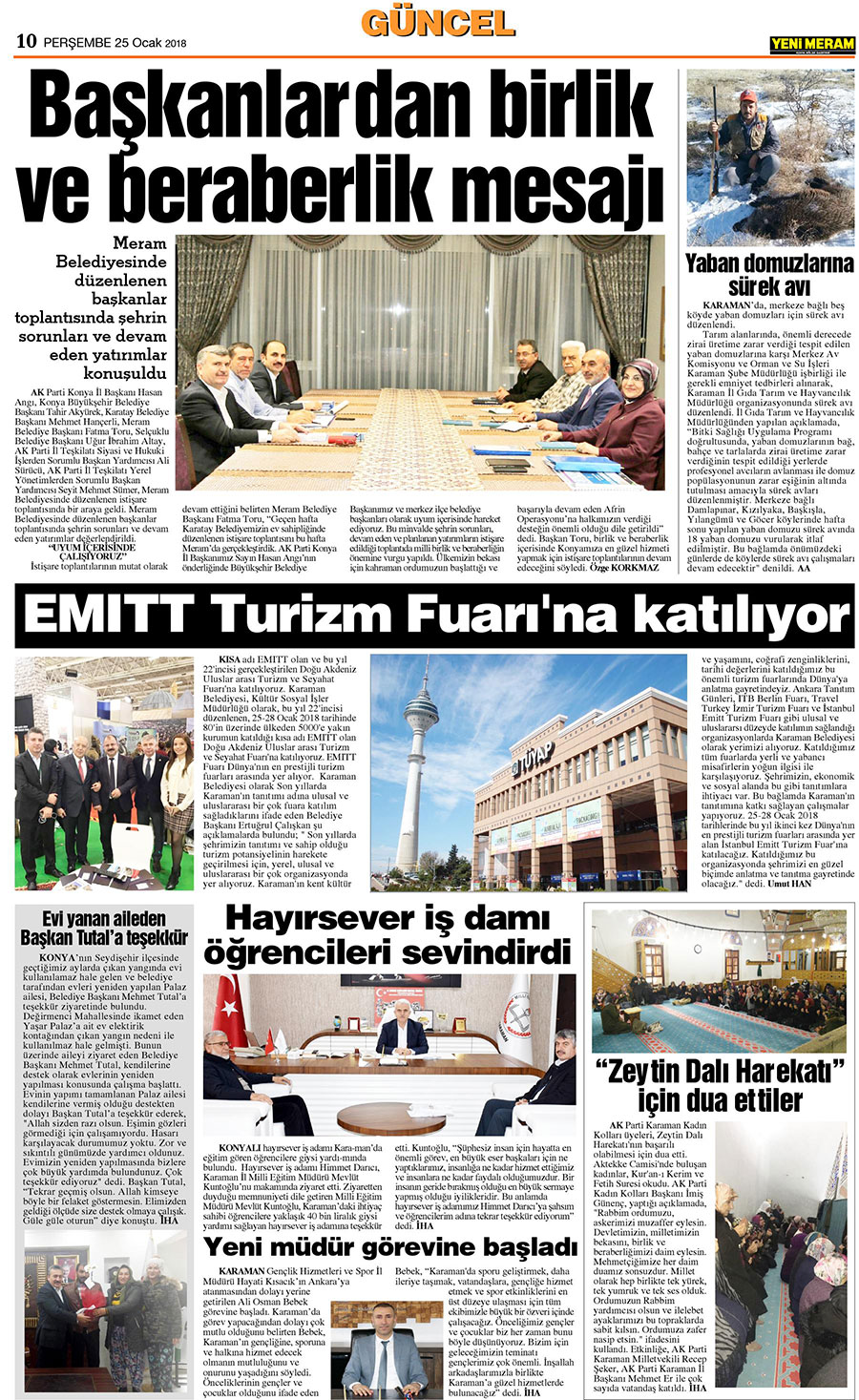 25 Ocak 2018 Yeni Meram Gazetesi