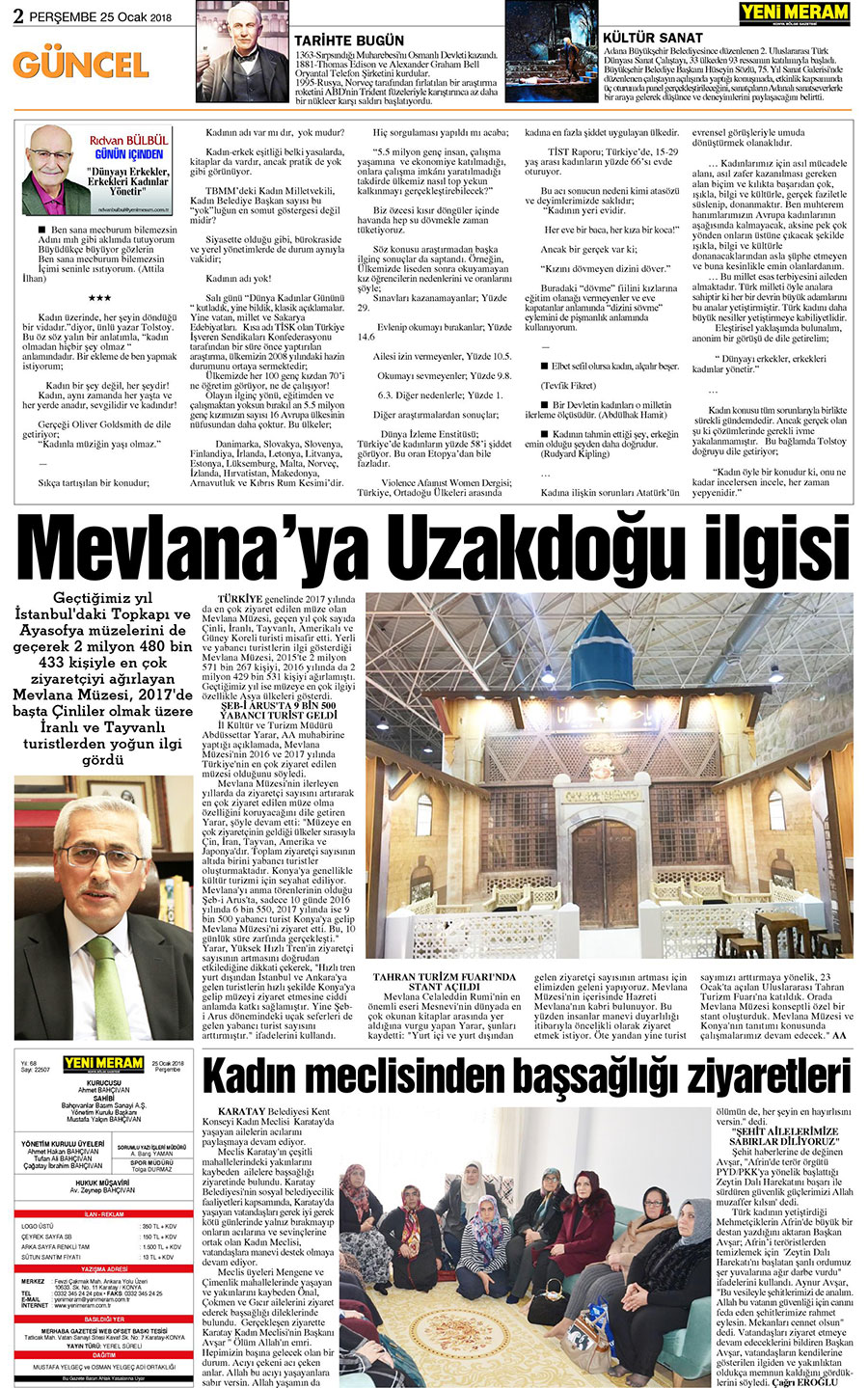 25 Ocak 2018 Yeni Meram Gazetesi