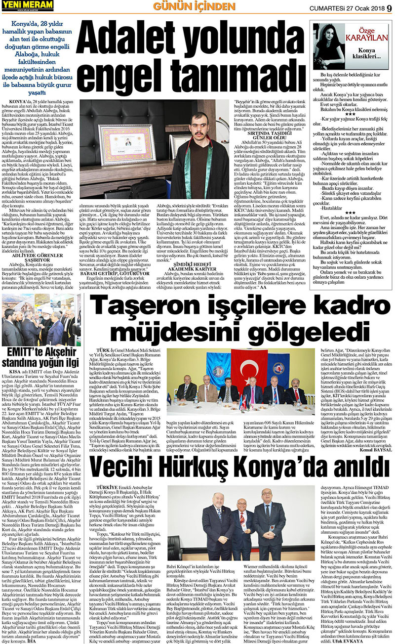 27 Ocak 2018 Yeni Meram Gazetesi