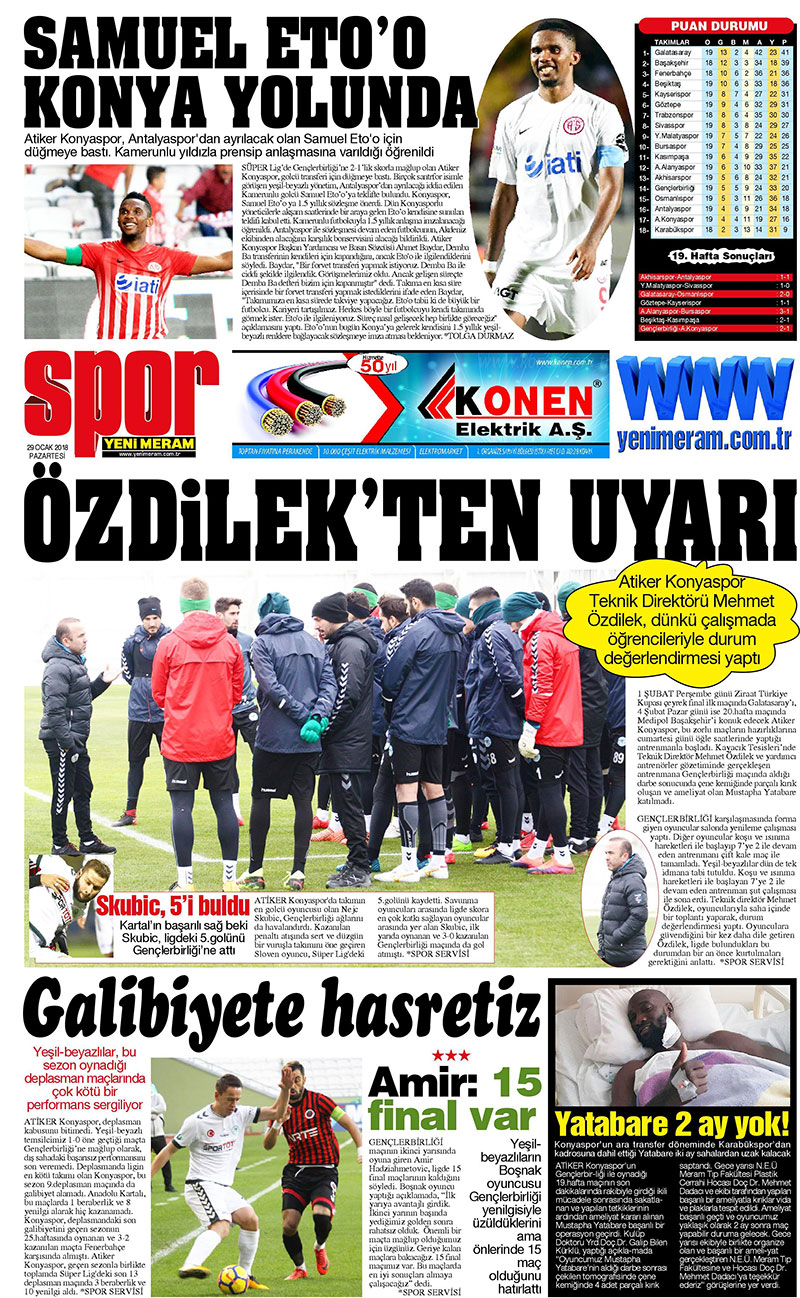 29 Ocak 2018 Yeni Meram Gazetesi