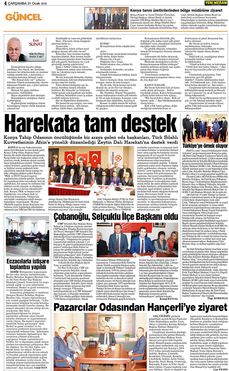 31 Ocak 2018 Yeni Meram Gazetesi