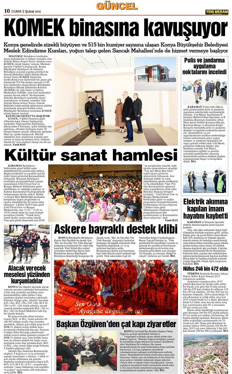 2 Şubat 2018 Yeni Meram Gazetesi