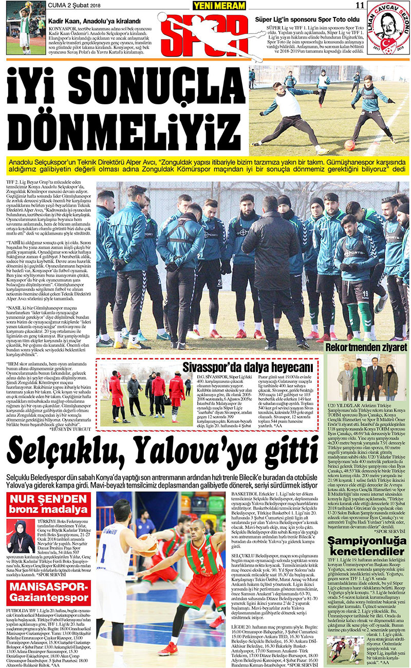 2 Şubat 2018 Yeni Meram Gazetesi