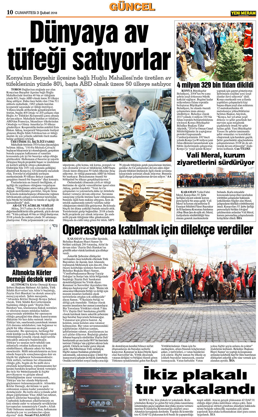 3 Şubat 2018 Yeni Meram Gazetesi