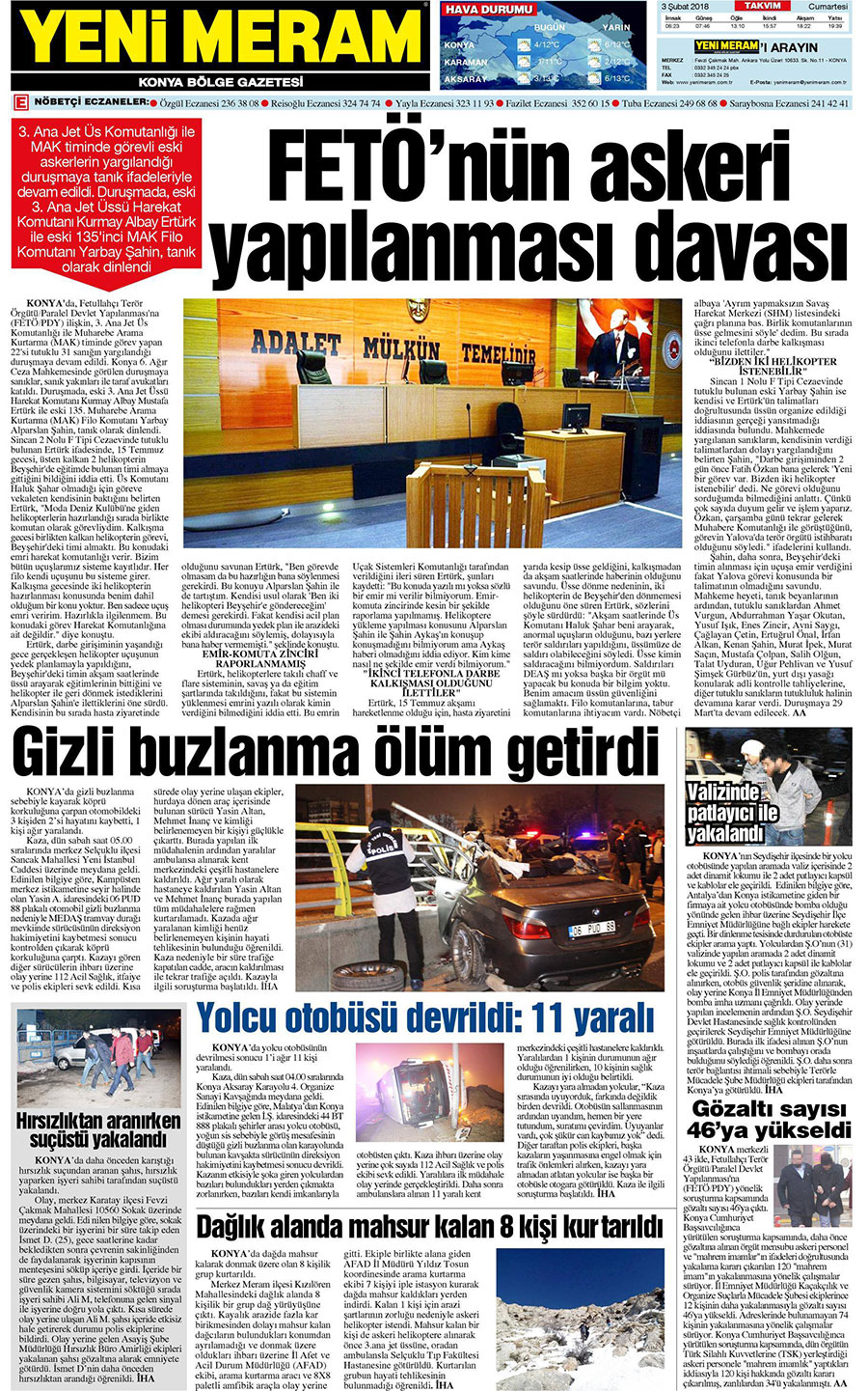 3 Şubat 2018 Yeni Meram Gazetesi