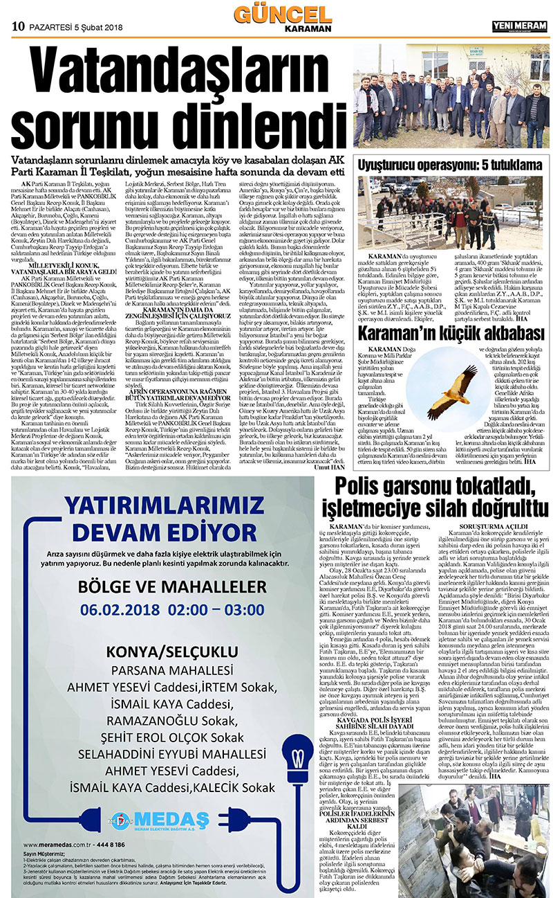 5 Şubat 2018 Yeni Meram Gazetesi