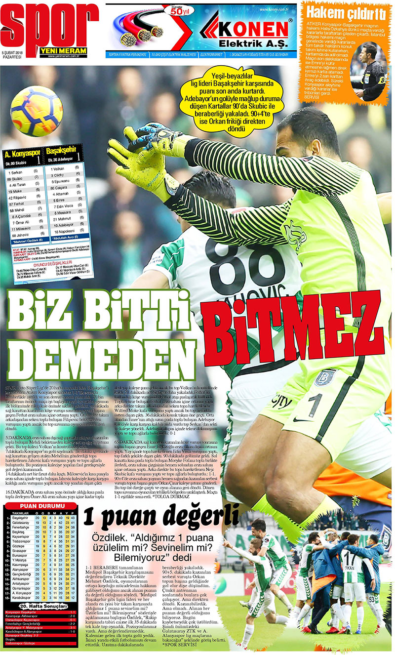 5 Şubat 2018 Yeni Meram Gazetesi