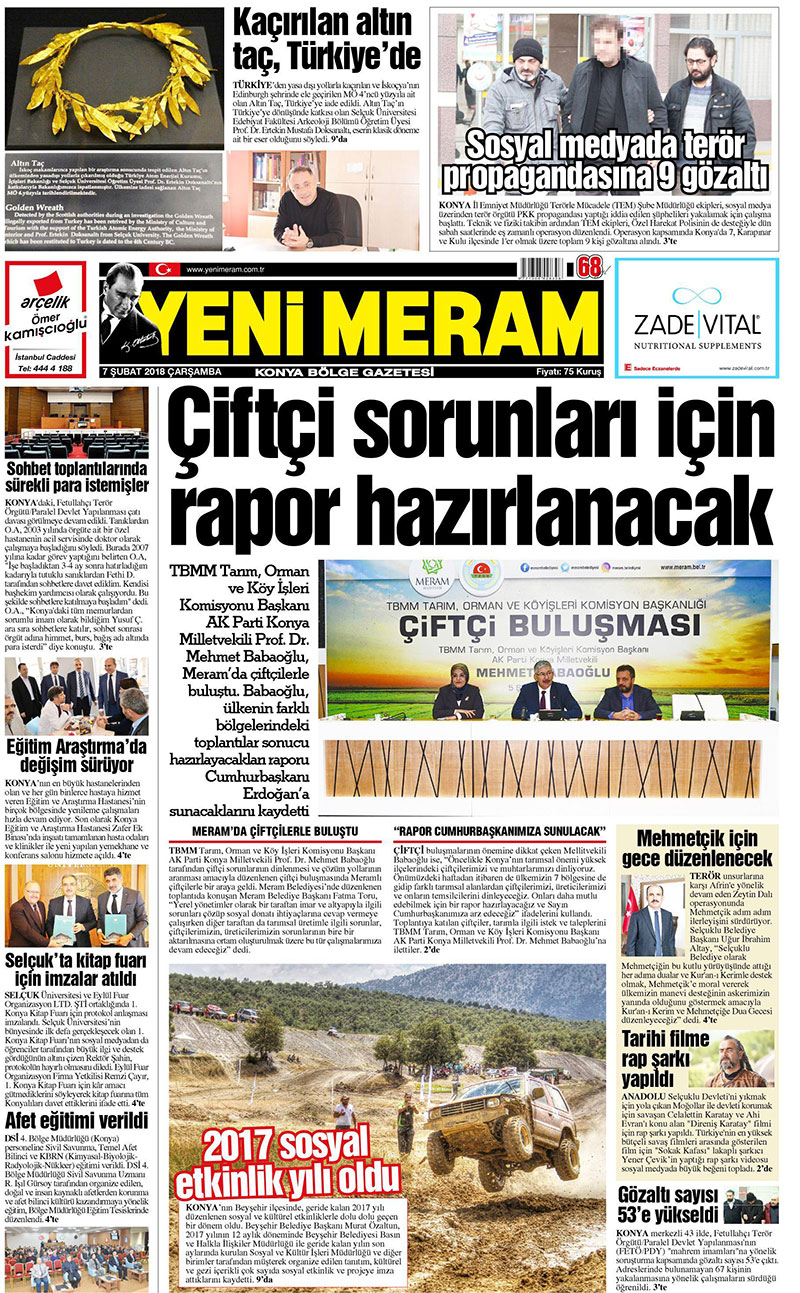 7 Şubat 2018 Yeni Meram Gazetesi