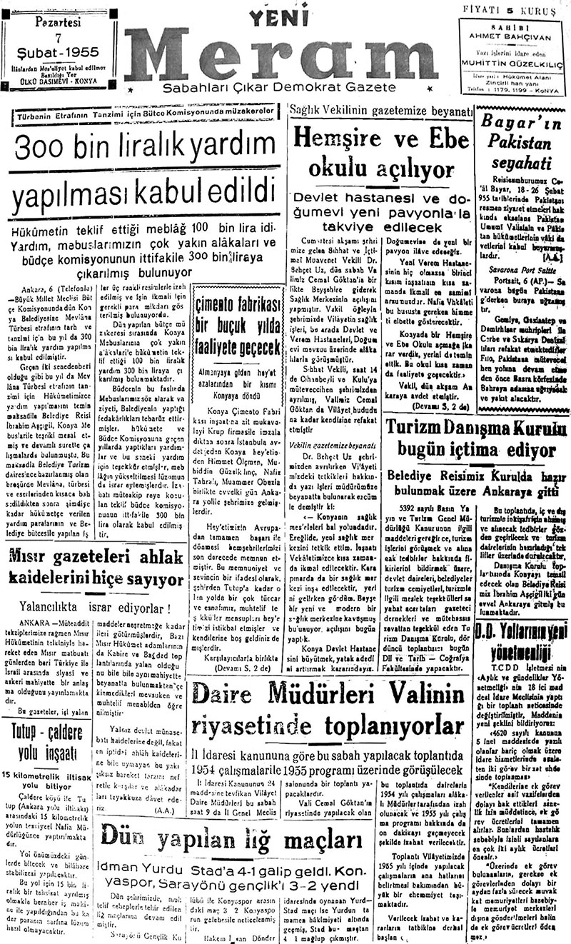 7 Şubat 2018 Yeni Meram Gazetesi