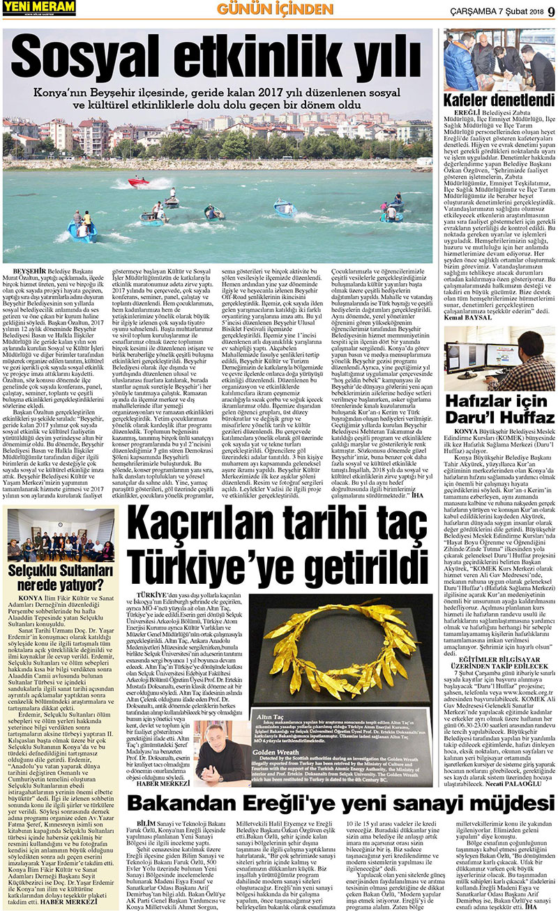 7 Şubat 2018 Yeni Meram Gazetesi