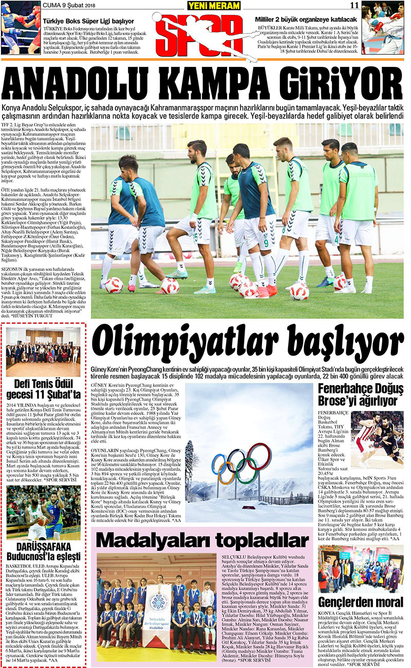 9 Şubat 2018 Yeni Meram Gazetesi