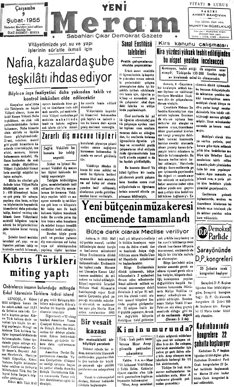 9 Şubat 2018 Yeni Meram Gazetesi