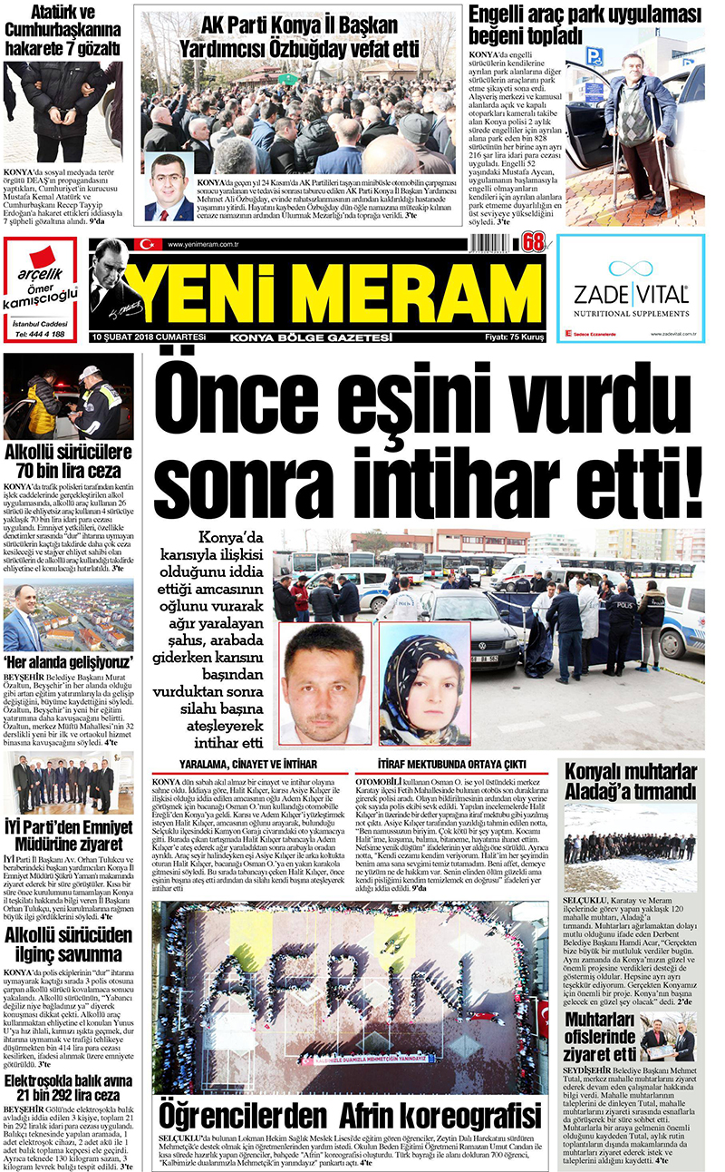 10 Şubat 2018 Yeni Meram Gazetesi