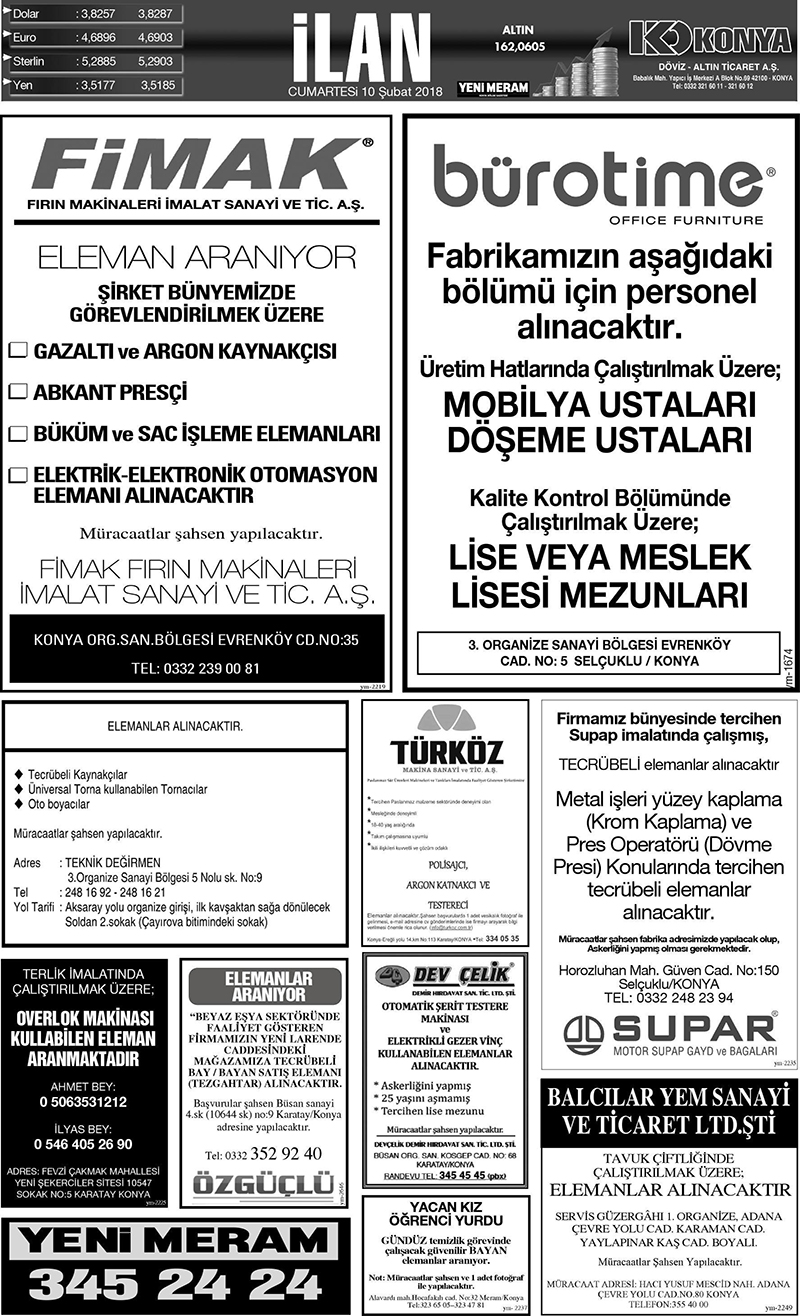 10 Şubat 2018 Yeni Meram Gazetesi