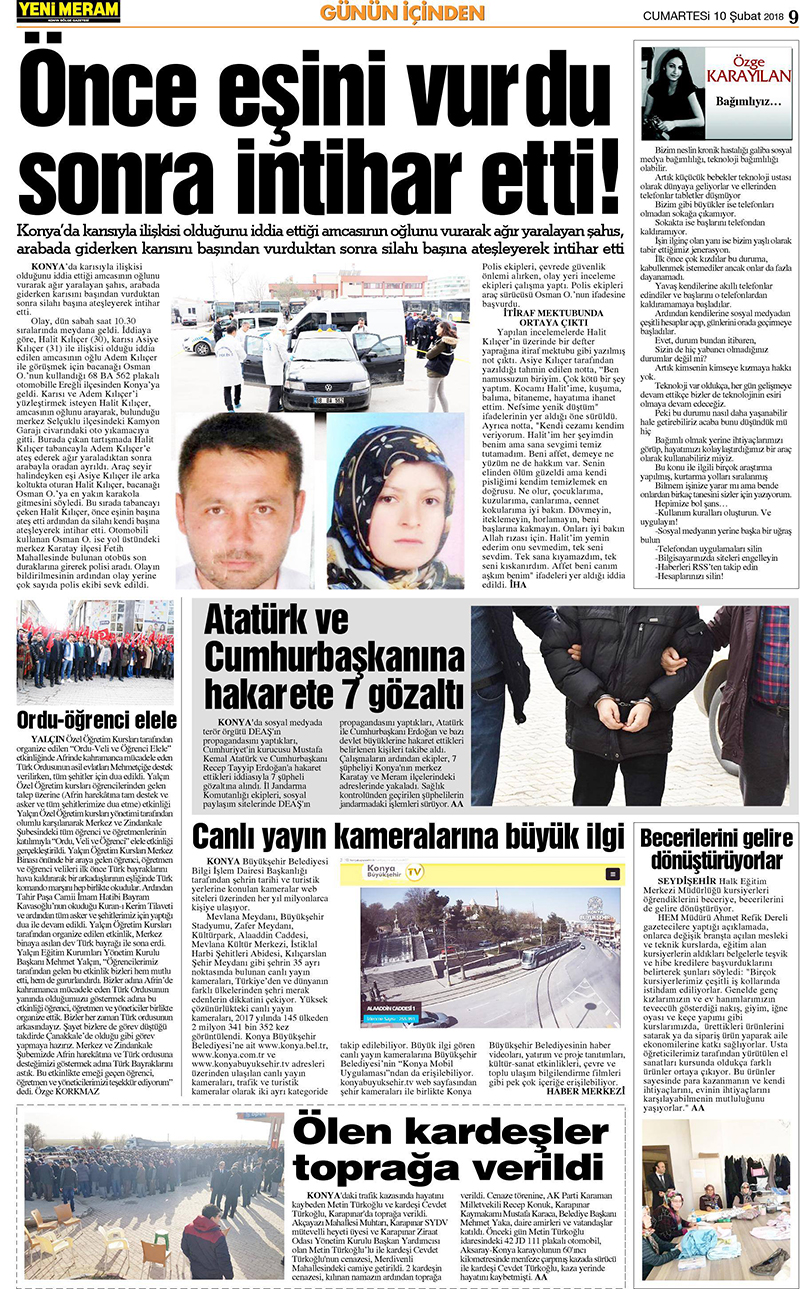 10 Şubat 2018 Yeni Meram Gazetesi