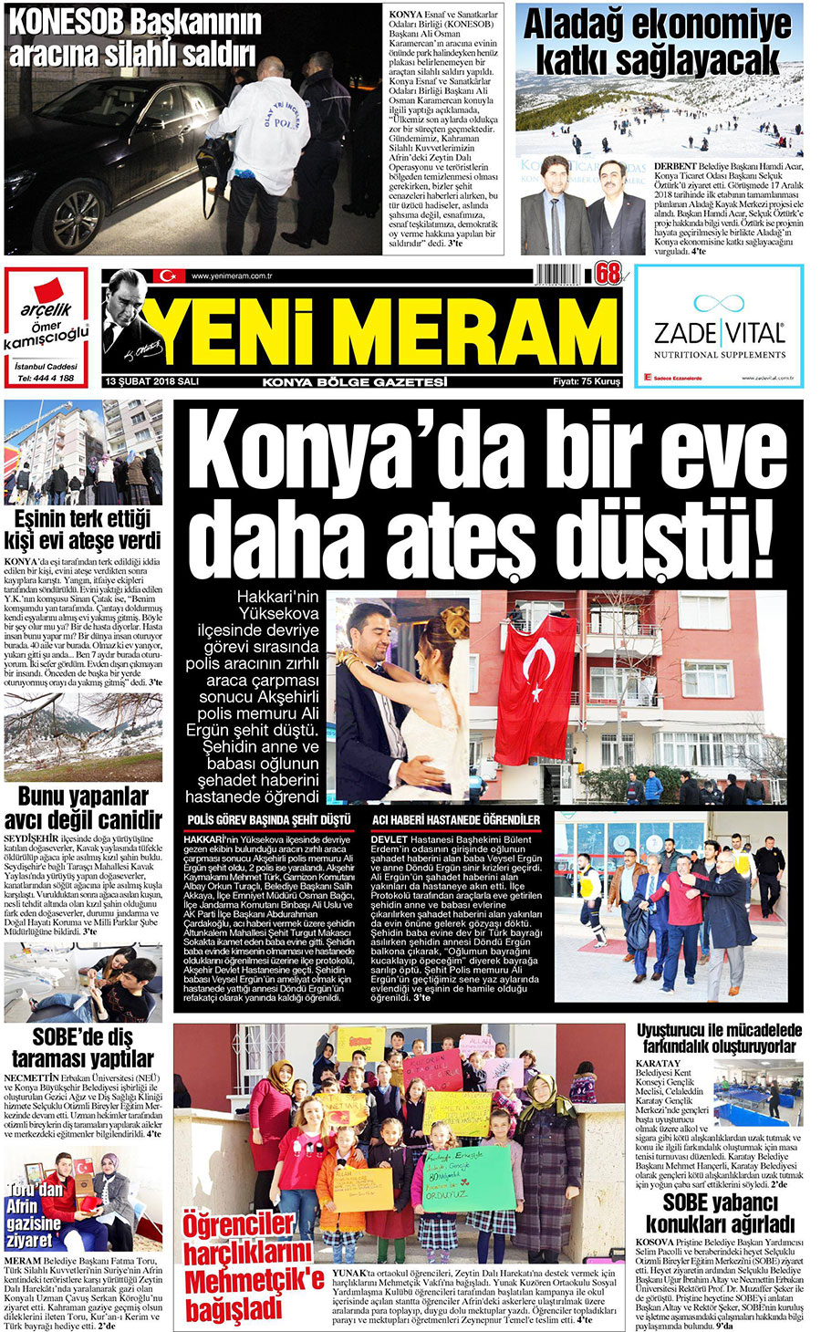 13 Şubat 2018 Yeni Meram Gazetesi