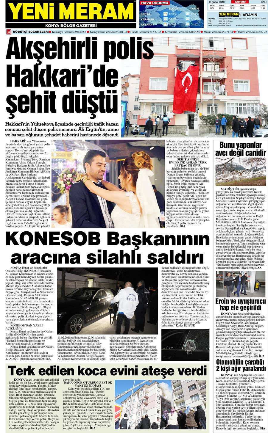 13 Şubat 2018 Yeni Meram Gazetesi