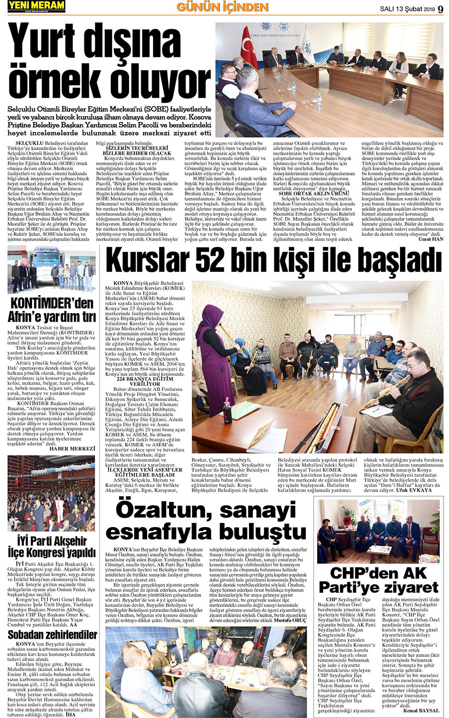 13 Şubat 2018 Yeni Meram Gazetesi