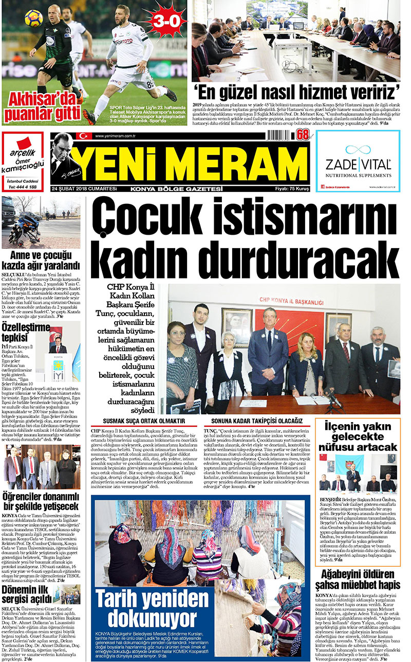 24 Şubat 2018 Yeni Meram Gazetesi