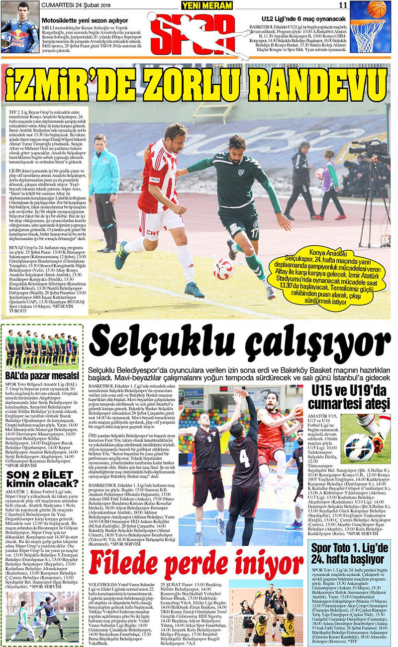 24 Şubat 2018 Yeni Meram Gazetesi